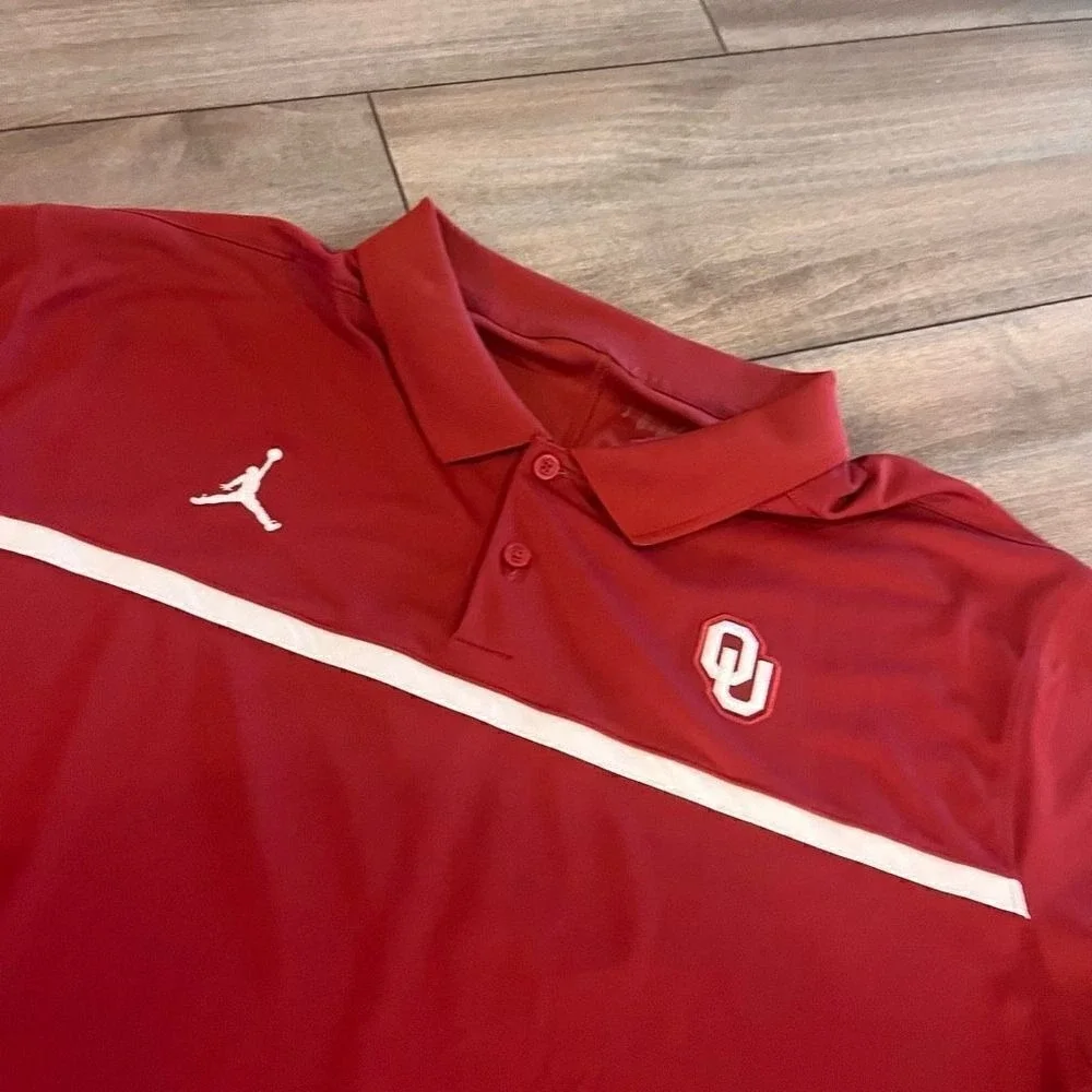 Jordan Nike‎ Oklahoma Red Athletic Polo Men 2XL Bin D-34